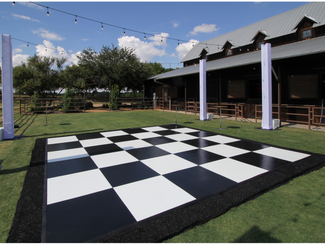 Black and white checkerboard dance floor