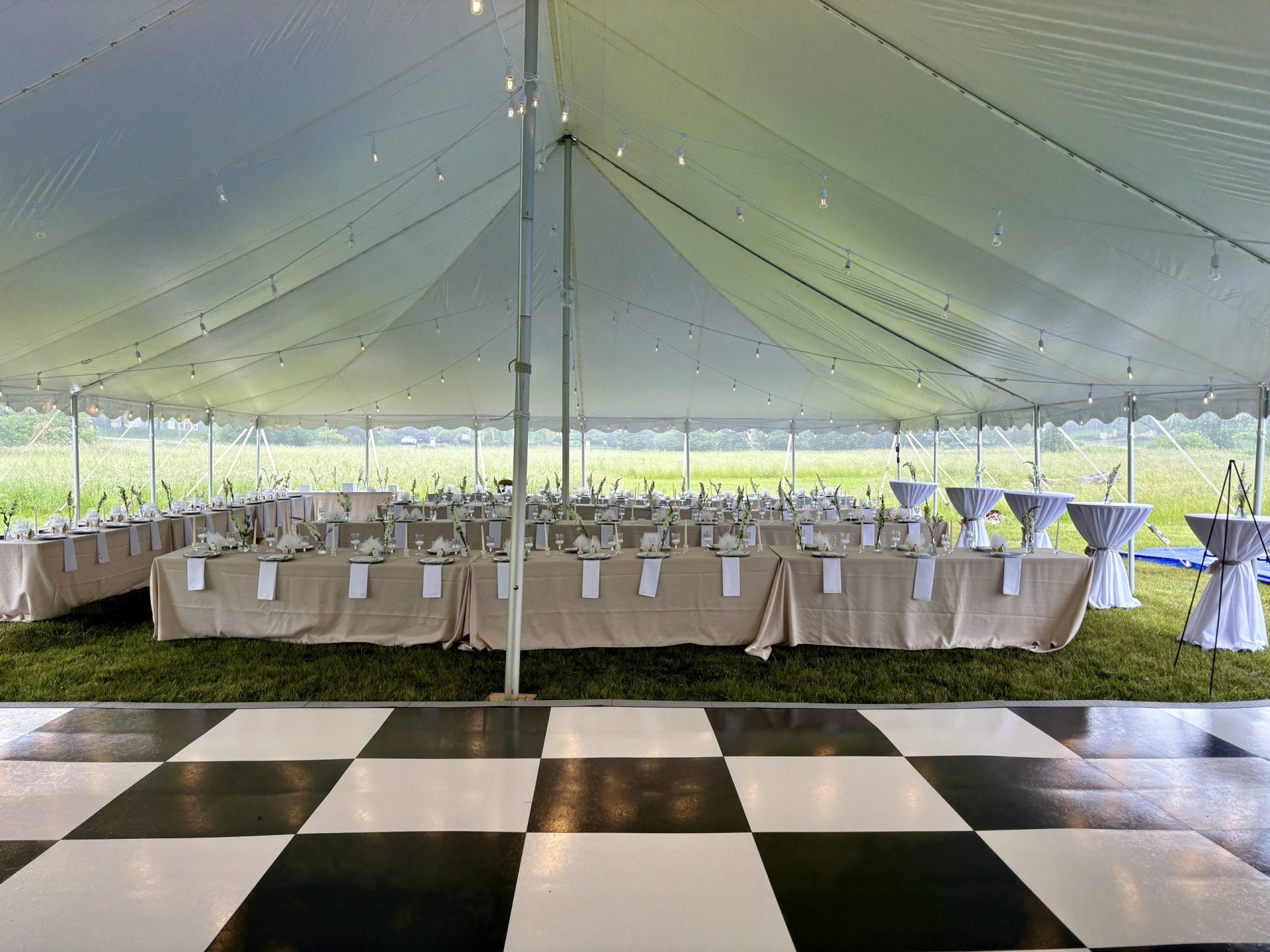 40x100 Pole Tent Interior