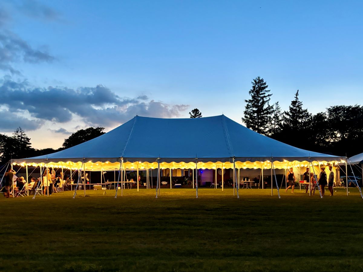 40x60 Pole Tent at Night